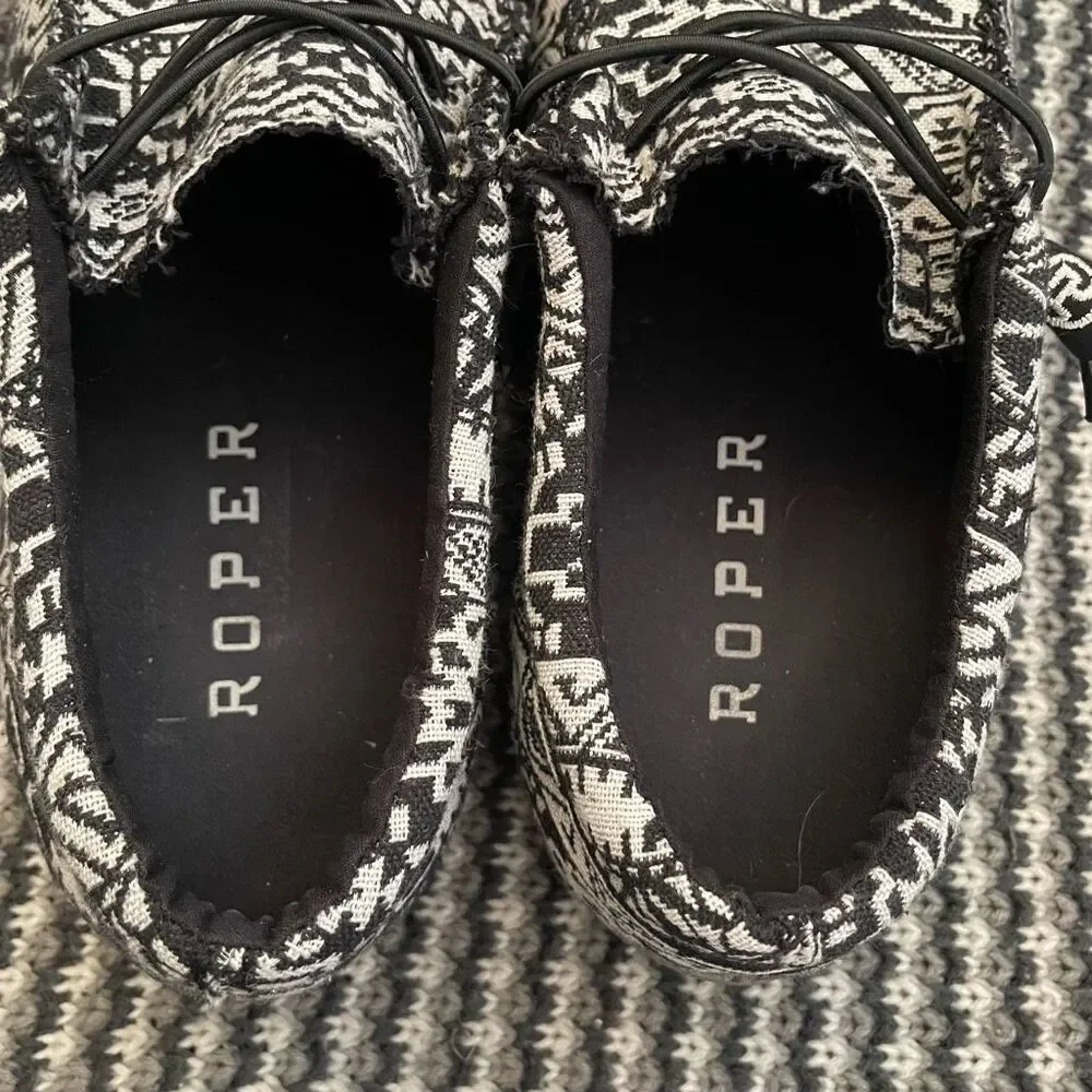 Roper Chillin black/white driving moc loafer women’s shoe size 10